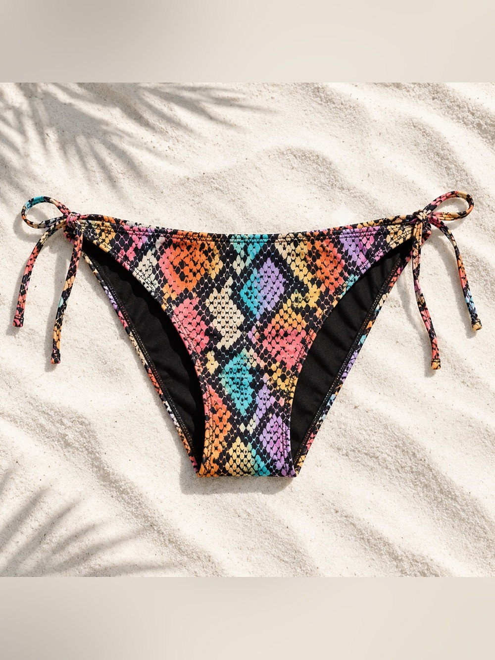 Women’s Sun dazed Multi Color Snake-Print Tie-Side Bikini Bottom, size xs, nwt